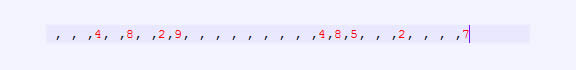 partial array representation of sudoku puzzle